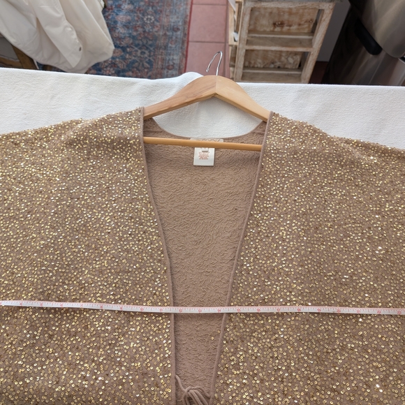 LaRok Gold Sequin Sweater Batwing Cardigan, Size Small - Picture 11 of 15